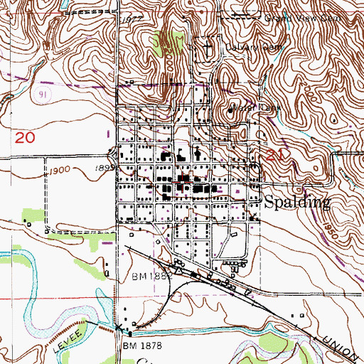 Topographic Map of Spalding Community Clinic, NE