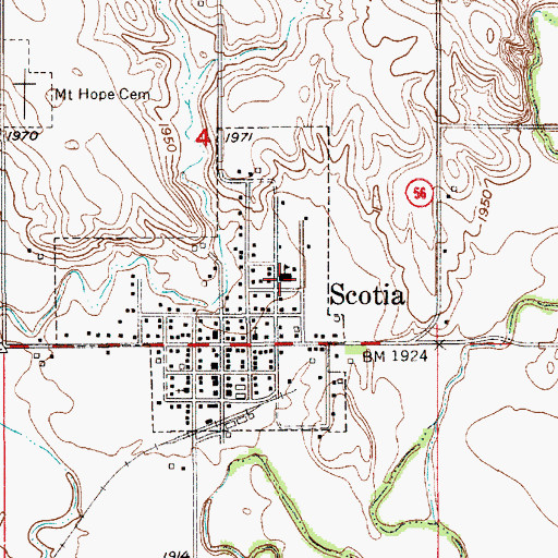 Topographic Map of North Loup Scotia Public Schools, NE