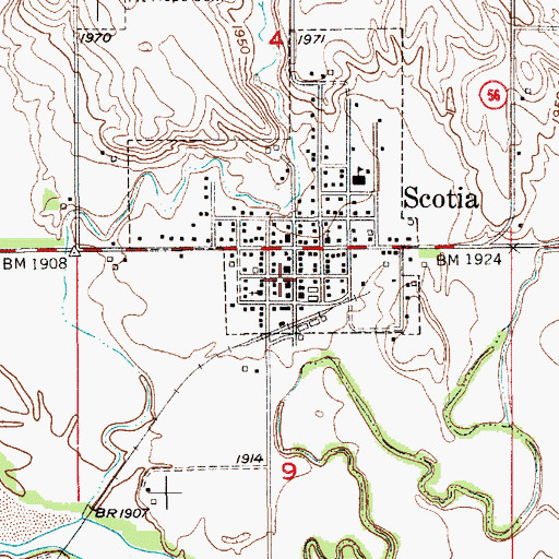 Topographic Map of Scotia Post Office, NE