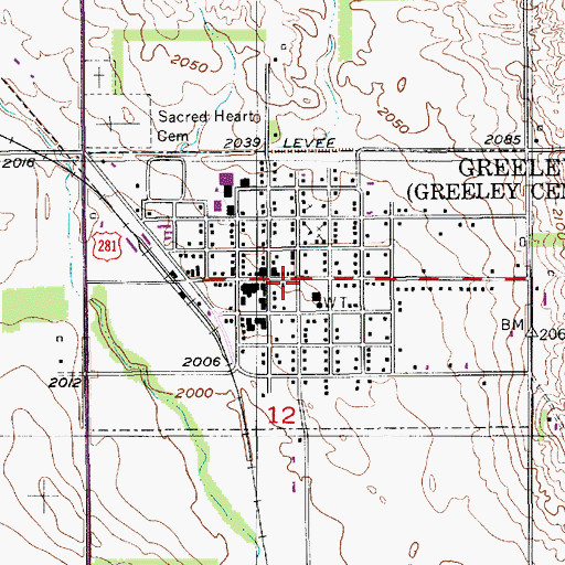 Topographic Map of Greeley Public Library, NE