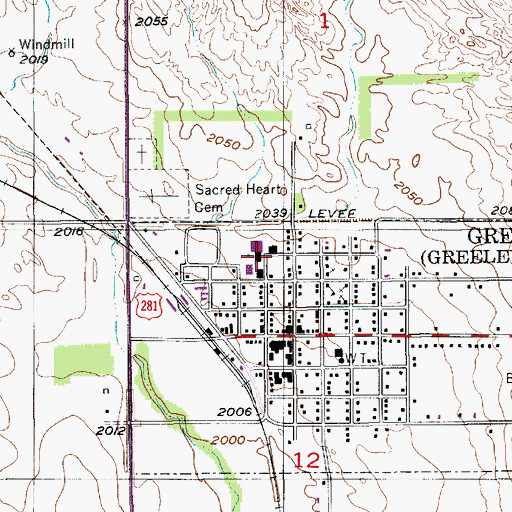Topographic Map of Greeley Public Schools, NE