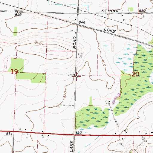 Topographic Map of Hickory Grove School (historical), WI