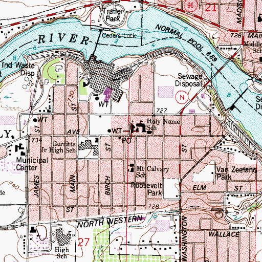 Topographic Map of Holy Name Roman Catholic Church, WI