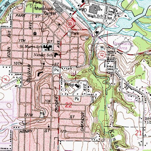 Topographic Map of Horseshoe Park, WI