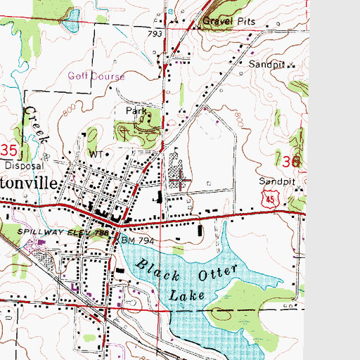 Topographic Map of Hortonville High School, WI