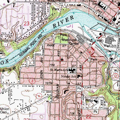 Topographic Map of Immanuel United Church of Christ, WI