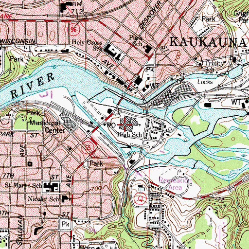 Topographic Map of River View Middle School, WI