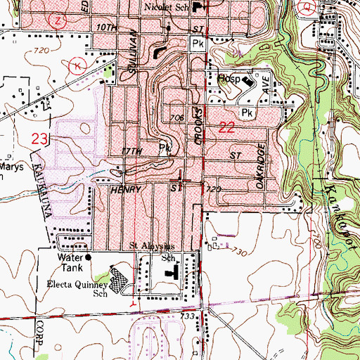 Topographic Map of Kaukauna Pentecostal Church, WI