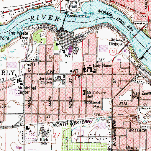 Topographic Map of Kimberly Post Office, WI