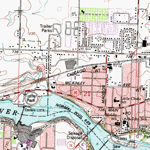 Topographic Map of Legion Park, WI