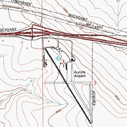 Topographic Map of Aurora Airpark (historical), CO