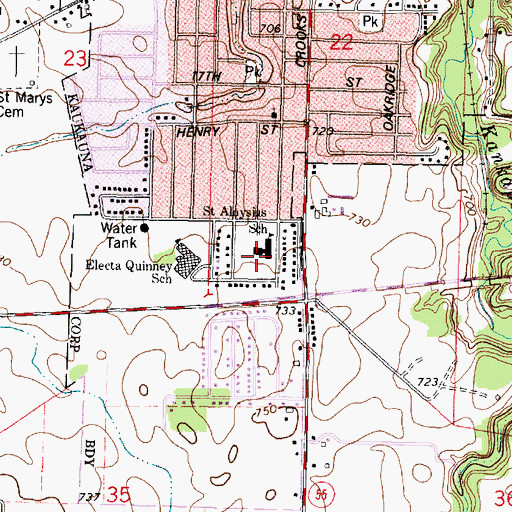 Topographic Map of Saint Aloysius Catholic Church, WI