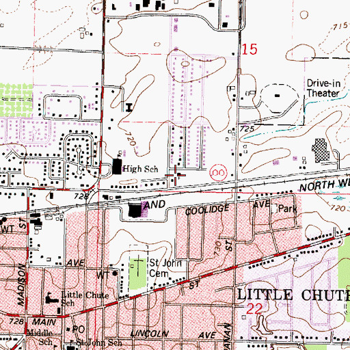 Topographic Map of Saint Luke Lutheran Church, WI