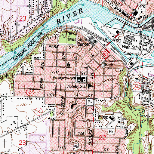 Topographic Map of Saint Marys Roman Catholic Church, WI