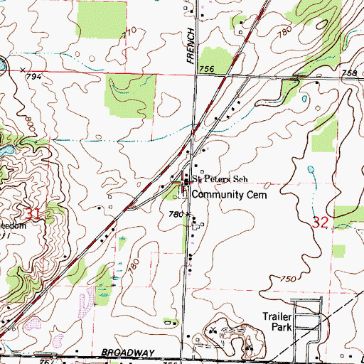Topographic Map of Saint Peter Evangelical Lutheran Church, WI