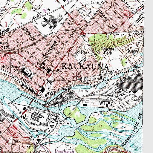 Topographic Map of Trinity Evangelical Lutheran Church, WI