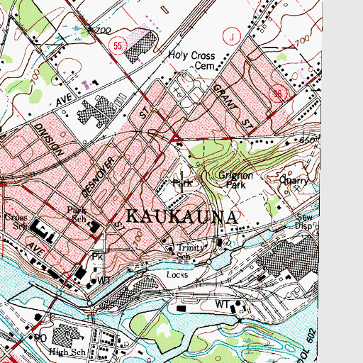 Topographic Map of White City Park, WI