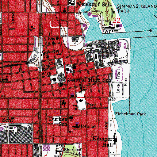 Topographic Map of Alford Building, WI