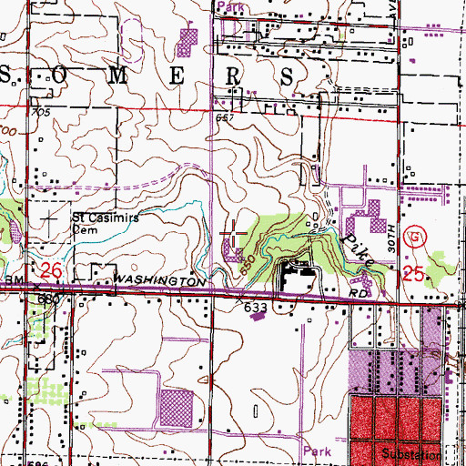 Topographic Map of Bradford High School, WI