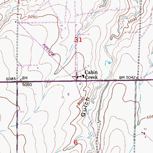 Topographic Map of Cabin Creek, CO