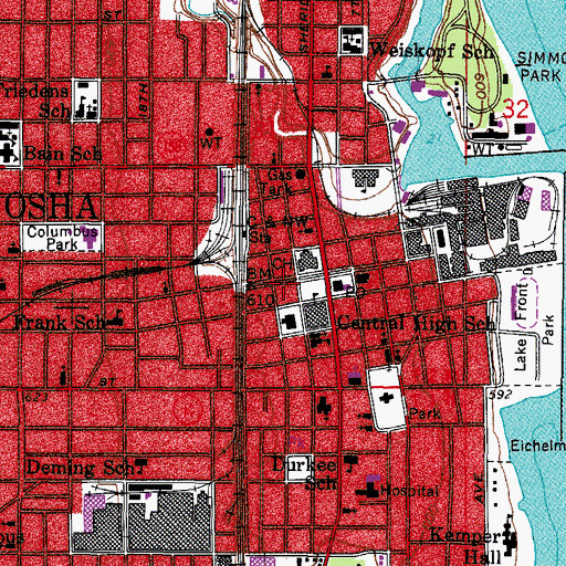 Topographic Map of Kenosha Public Museum, WI