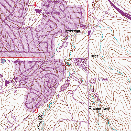 Topographic Map of Cook Creek, CO