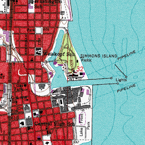 Topographic Map of Kenosha Water Works, WI