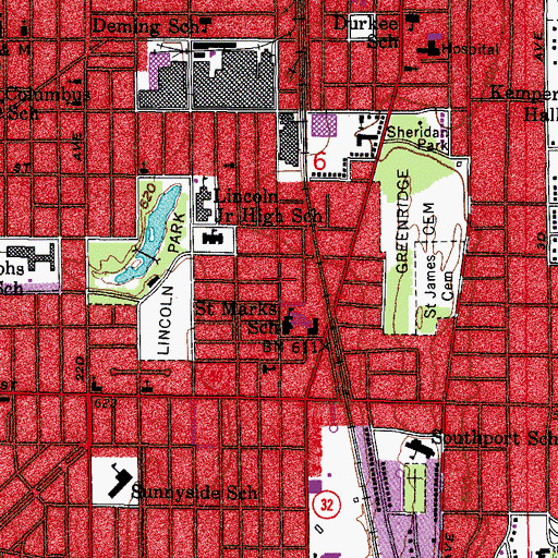 Topographic Map of Lakeshore Tabernacle, WI