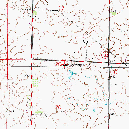 Topographic Map of Maplecrest Country Club, WI