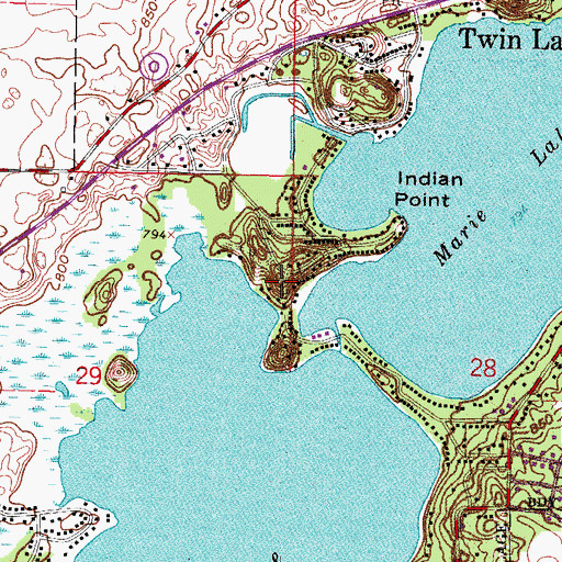 Topographic Map of Mount Moriah, WI