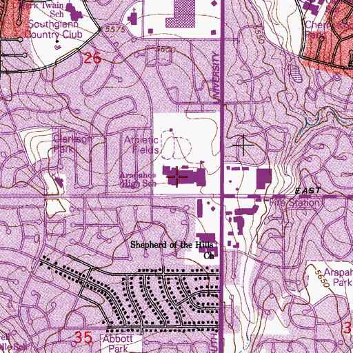 Topographic Map of Arapahoe High School, CO