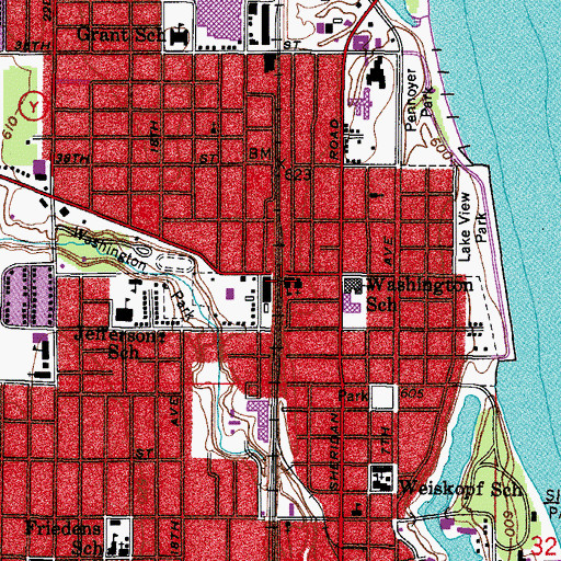 Topographic Map of Saint Casimir School, WI