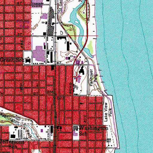 Topographic Map of Saint Catherine Hospital, WI