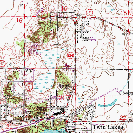 Topographic Map of Saint Johns Catholic Church, WI