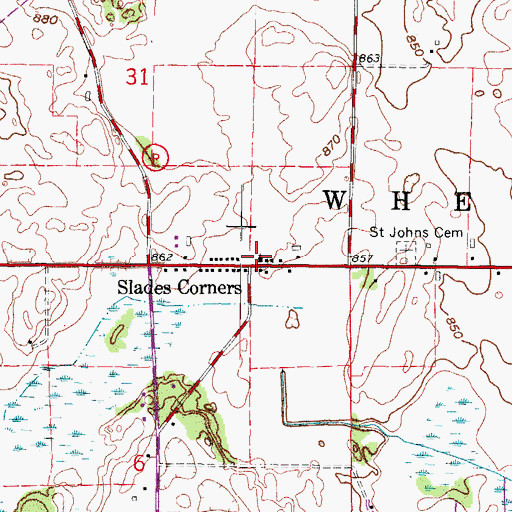 Topographic Map of Saint Johns Lutheran Church, WI