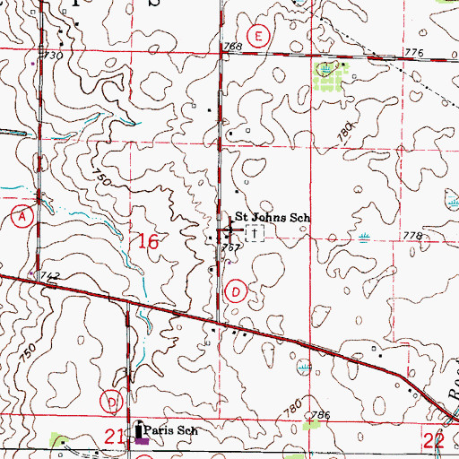 Topographic Map of Saint John the Baptist Catholic Church, WI