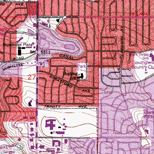 Topographic Map of Mark Hopkins Elementary School, CO