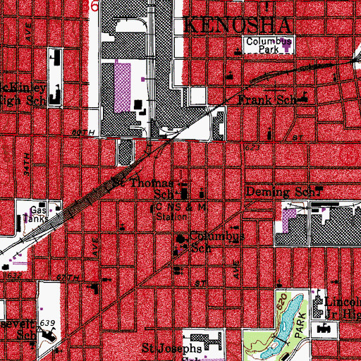 Topographic Map of Saint Thomas Aquinas Roman Catholic Church, WI
