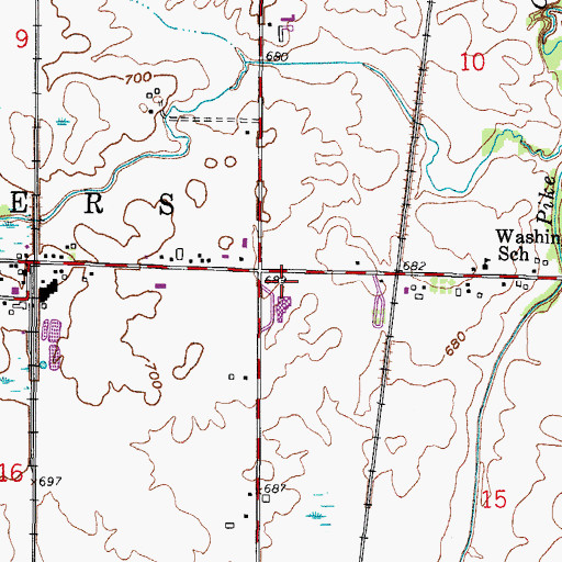 Topographic Map of Somers Town Hall, WI