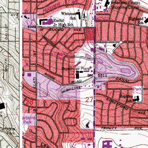 Topographic Map of Broadridge Plaza, CO