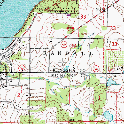 Topographic Map of Walnut Farm, WI