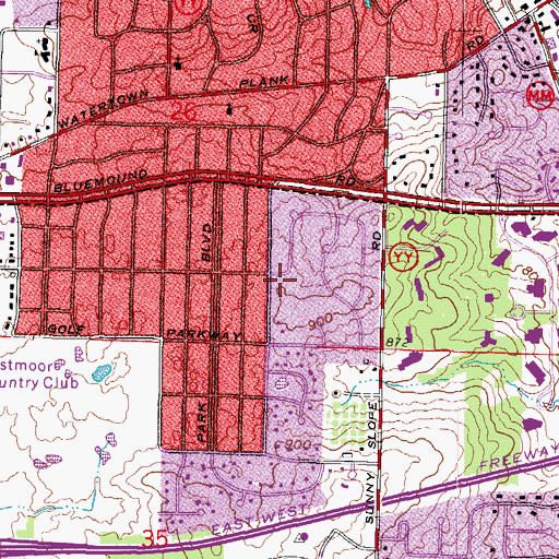 Topographic Map of Brookfield Meadows Park, WI