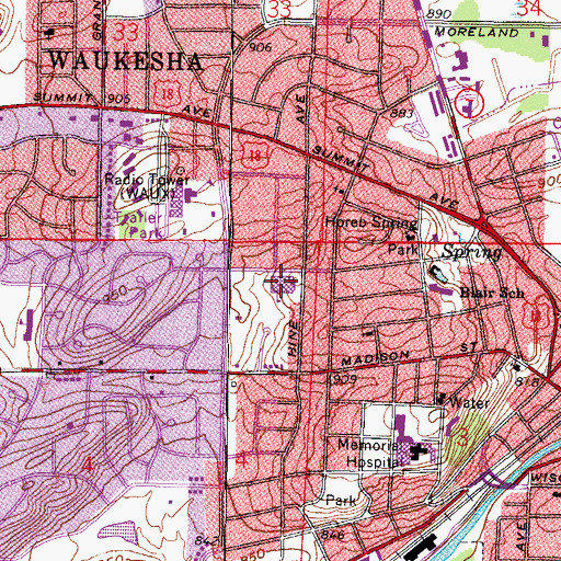 Topographic Map of Butler Middle School, WI