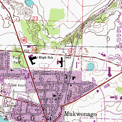 Topographic Map of Clarendon Avenue Elementary School, WI