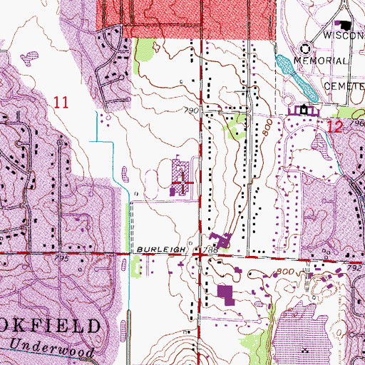 Topographic Map of Brookfield East High School, WI
