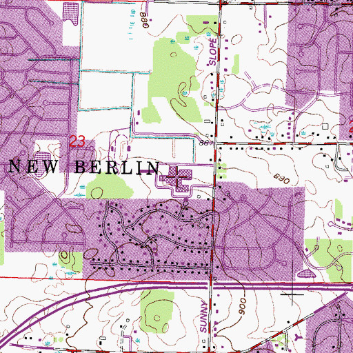 Topographic Map of New Berlin Eisenhower Middle / High School, WI
