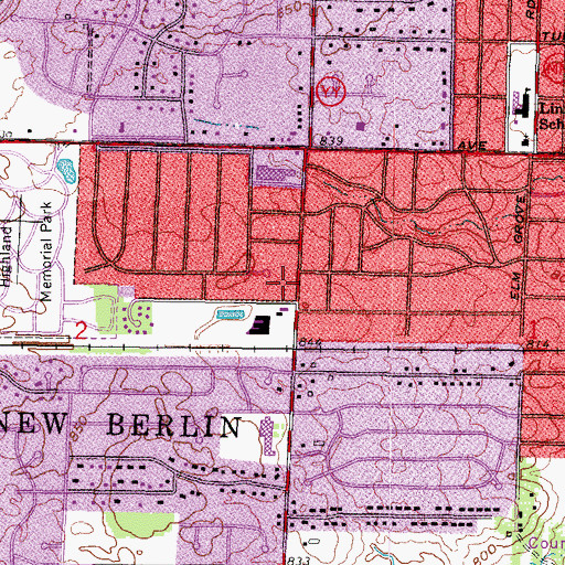 Topographic Map of New Berlin Fire Department Station 2, WI