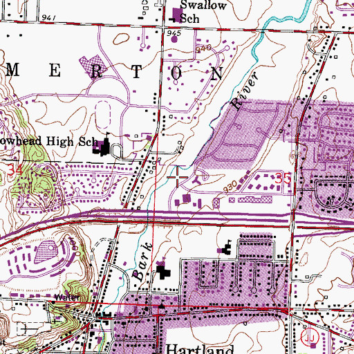 Topographic Map of Hartbrook Park, WI