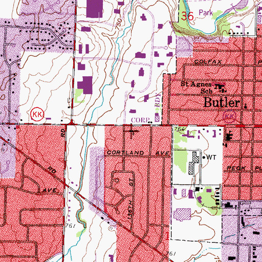 Topographic Map of Immanuel Lutheran Church, WI