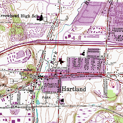 Topographic Map of Hartland North Elementary School, WI